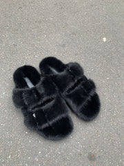Sandales en vison premium - Noir