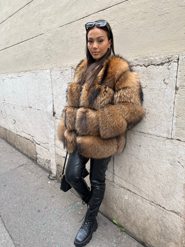 Long manteau fourrure raccoon « Jayleen »