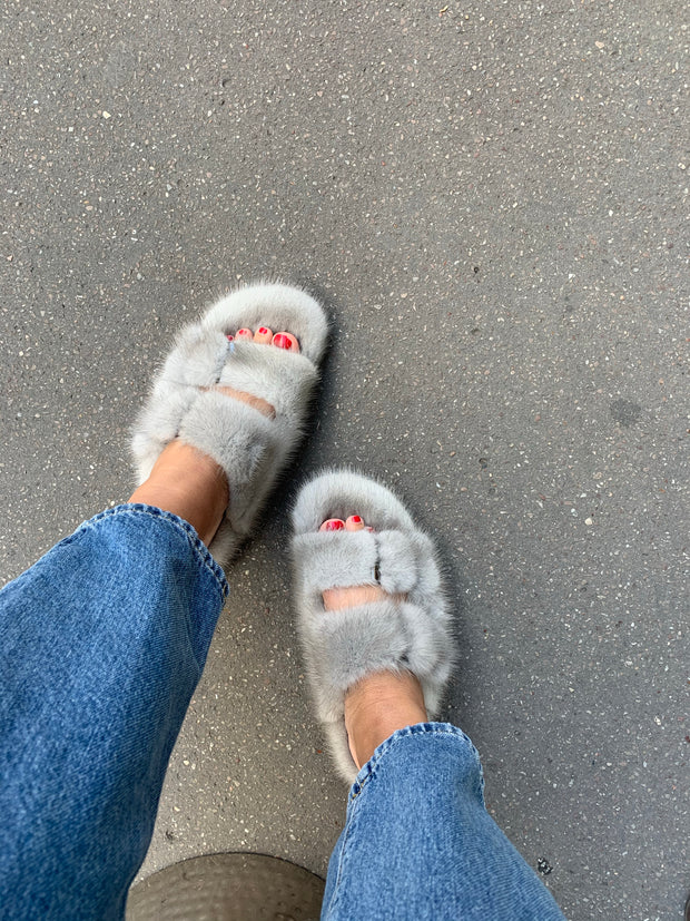 Sandales en vison premium - Gris