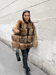 Long manteau fourrure raccoon « Jayleen »