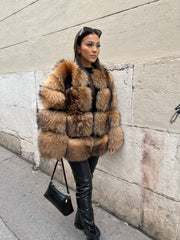 Long manteau fourrure raccoon « Jayleen »
