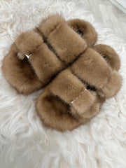 Sandales en vison premium - Camel