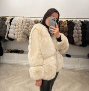Blazer cuir et fourrure « uni »