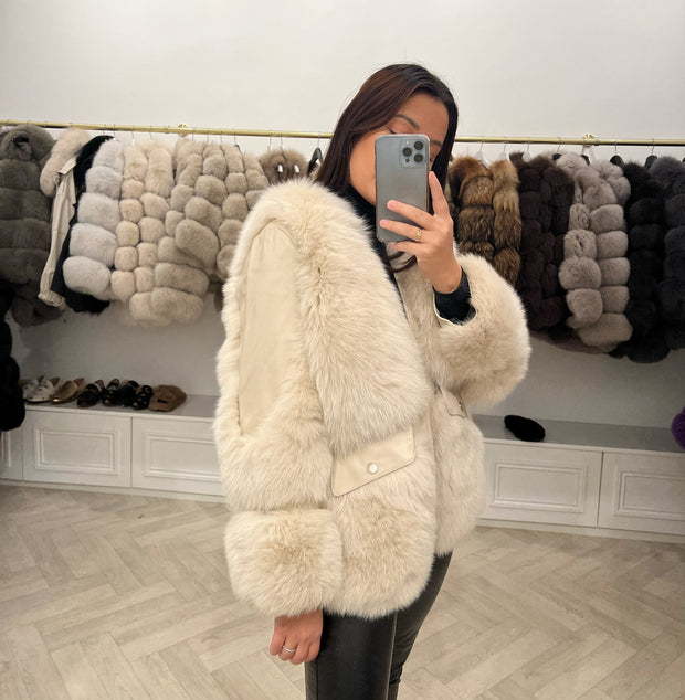 Blazer cuir et fourrure « uni »