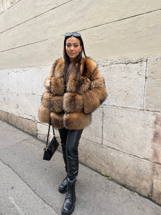 Long manteau fourrure raccoon « Jayleen »