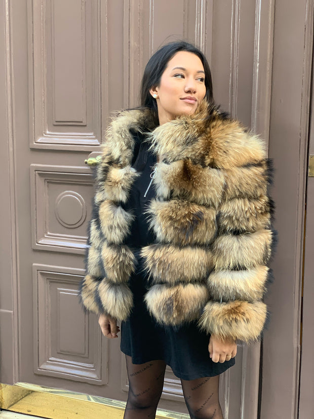 Manteau fourrure "Marleen" Raccoon Naturel