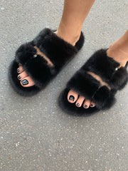 Sandales en vison premium - Noir